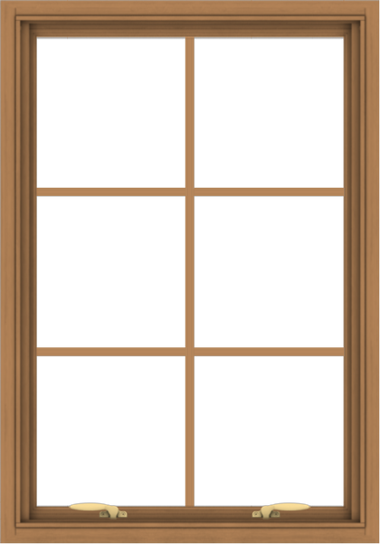 WDMA 28x40 (27.5 x 39.5 inch) Oak Wood Green Aluminum Push out Awning Window with Colonial Grids Interior