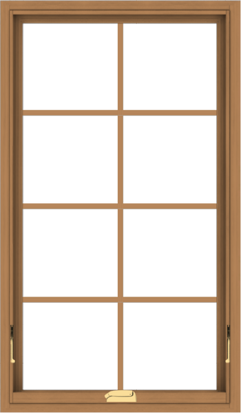 WDMA 28x48 (27.5 x 47.5 inch) Oak Wood Dark Brown Bronze Aluminum Crank out Awning Window with Colonial Grids Interior