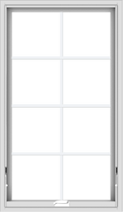 WDMA 28x48 (27.5 x 47.5 inch) White Vinyl uPVC Crank out Awning Window with Colonial Grids Interior