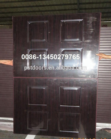 3 panel PVC laminated steel door with wooden edge on China WDMA