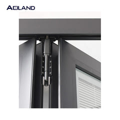 3 panel black metal profilealuminum bi fold door with blinds on China WDMA