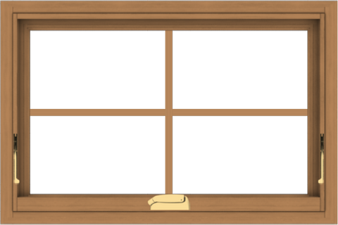 WDMA 30x20 (29.5 x 19.5 inch) Oak Wood Dark Brown Bronze Aluminum Crank out Awning Window with Colonial Grids Interior