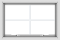 WDMA 30x20 (29.5 x 19.5 inch) White uPVC Vinyl Push out Awning Window with Colonial Grids Interior