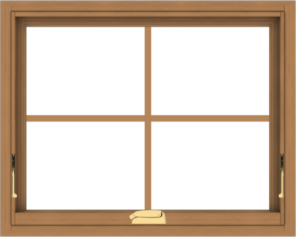 WDMA 30x24 (29.5 x 23.5 inch) Oak Wood Dark Brown Bronze Aluminum Crank out Awning Window with Colonial Grids Interior