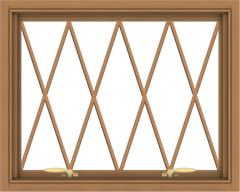 WDMA 30x24 (29.5 x 23.5 inch) Oak Wood Green Aluminum Push out Awning Window without Grids with Diamond Grills