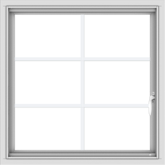 WDMA 30x30 (29.5 x 29.5 inch) Vinyl uPVC White Push out Casement Window with Colonial Grids