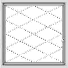 WDMA 30x30 (29.5 x 29.5 inch) Vinyl uPVC White Push out Casement Window  with Diamond Grills