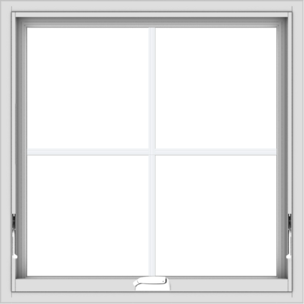 WDMA 30x30 (29.5 x 29.5 inch) White Vinyl uPVC Crank out Awning Window with Colonial Grids Interior