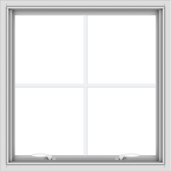 WDMA 30x30 (29.5 x 29.5 inch) White uPVC Vinyl Push out Awning Window with Colonial Grids Interior