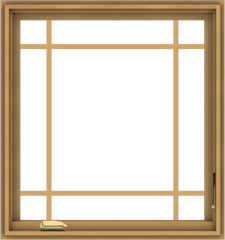 WDMA 30x32 (29.5 x 31.5 inch) Pine Wood Dark Grey Aluminum Crank out Casement Window with Prairie Grilles