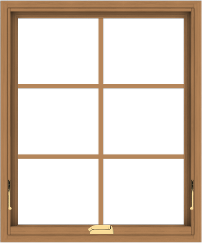 WDMA 30x36 (29.5 x 35.5 inch) Oak Wood Dark Brown Bronze Aluminum Crank out Awning Window with Colonial Grids Interior