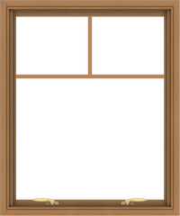 WDMA 30x36 (29.5 x 35.5 inch) Oak Wood Green Aluminum Push out Awning Window with Fractional Grilles