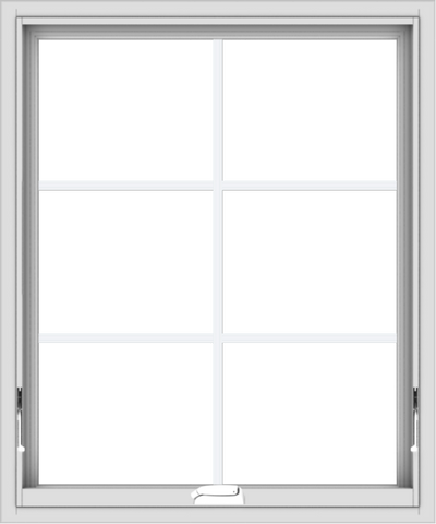 WDMA 30x36 (29.5 x 35.5 inch) White Vinyl uPVC Crank out Awning Window with Colonial Grids Interior