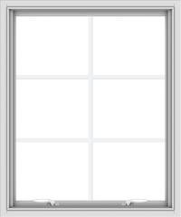 WDMA 30x36 (29.5 x 35.5 inch) White uPVC Vinyl Push out Awning Window with Colonial Grids Interior