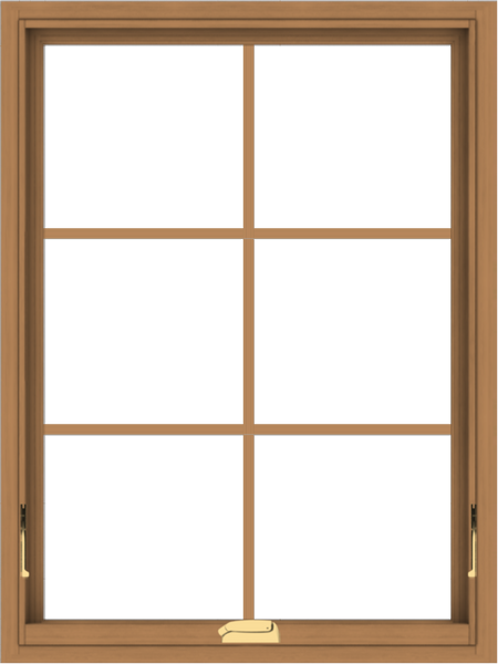 WDMA 30x40 (29.5 x 39.5 inch) Oak Wood Dark Brown Bronze Aluminum Crank out Awning Window with Colonial Grids Interior