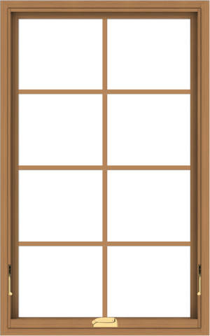 WDMA 30x48 (29.5 x 47.5 inch) Oak Wood Dark Brown Bronze Aluminum Crank out Awning Window with Colonial Grids Interior