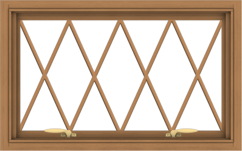 WDMA 32x20 (31.5 x 19.5 inch) Oak Wood Green Aluminum Push out Awning Window without Grids with Diamond Grills