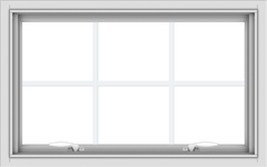 WDMA 32x20 (31.5 x 19.5 inch) White uPVC Vinyl Push out Awning Window with Colonial Grids Interior