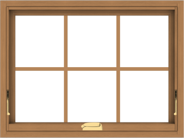 WDMA 32x24 (31.5 x 23.5 inch) Oak Wood Dark Brown Bronze Aluminum Crank out Awning Window with Colonial Grids Interior