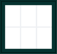 WDMA 32x30 (31.5 x 29.5 inch) Oak Wood Green Aluminum Push out Awning Window with Colonial Grids Exterior