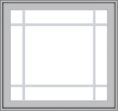 WDMA 32x30 (31.5 x 29.5 inch) Pine Wood Light Grey Aluminum Push out Casement Window with Prairie Grilles