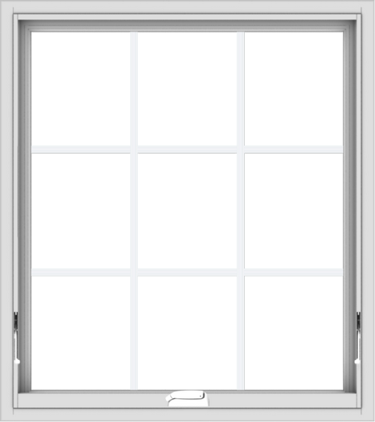 WDMA 32x36 (31.5 x 35.5 inch) White Vinyl uPVC Crank out Awning Window with Colonial Grids Interior