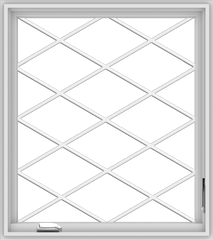 WDMA 32x36 (31.5 x 35.5 inch) White Vinyl UPVC Crank out Casement Window without Grids with Diamond Grills