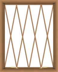 WDMA 32x40 (31.5 x 39.5 inch) Oak Wood Green Aluminum Push out Awning Window without Grids with Diamond Grills