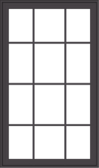 WDMA 32x54 (31.5 x 53.5 inch) Pine Wood Dark Grey Aluminum Crank out Casement Window with Colonial Grids Exterior