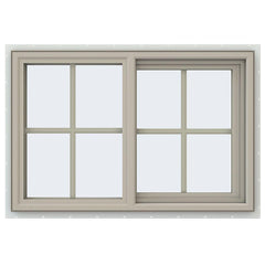 36x24 35.5x23.5 Vinyl PVC Sliding Window With Colonial Grids Grilles