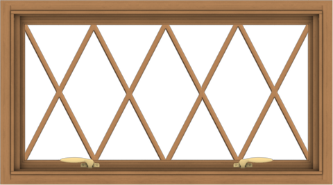 WDMA 36x20 (35.5 x 19.5 inch) Oak Wood Green Aluminum Push out Awning Window without Grids with Diamond Grills