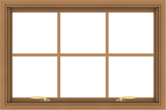 WDMA 36x24 (35.5 x 23.5 inch) Oak Wood Green Aluminum Push out Awning Window with Colonial Grids Interior