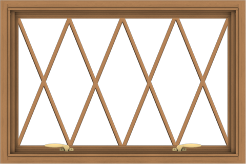 WDMA 36x24 (35.5 x 23.5 inch) Oak Wood Green Aluminum Push out Awning Window without Grids with Diamond Grills