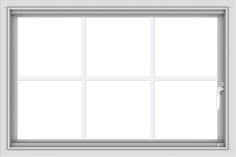 WDMA 36x24 (35.5 x 23.5 inch) White uPVC Vinyl Push out Casement Window with Colonial Grids Interior