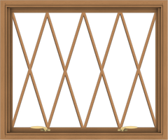 WDMA 36x30 (35.5 x 29.5 inch) Oak Wood Green Aluminum Push out Awning Window without Grids with Diamond Grills