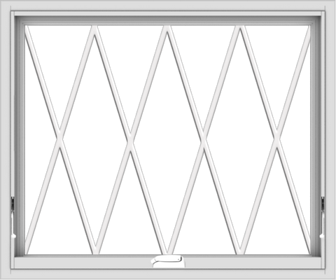 WDMA 36x30 (35.5 x 29.5 inch) White Vinyl uPVC Crank out Awning Window without Grids with Diamond Grills