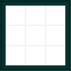 WDMA 36x36 (35.5 x 35.5 inch) Oak Wood Green Aluminum Push out Awning Window with Colonial Grids Exterior