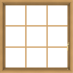 WDMA 36x36 (35.5 x 35.5 inch) Pine Wood Light Grey Aluminum Push out Casement Window without Grids