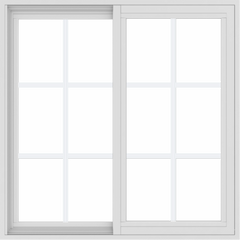 WDMA 34x34 (33.5 x 33.5 inch) Vinyl uPVC White Slide Window with Colonial Grids Exterior