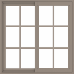 WDMA 36x36 (35.5 x 35.5 inch) Vinyl uPVC Brown Slide Window without Grids Interior