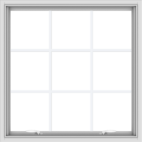 WDMA 36x36 (35.5 x 35.5 inch) White uPVC Vinyl Push out Awning Window with Colonial Grids Interior