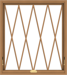 WDMA 36x40 (35.5 x 39.5 inch) Oak Wood Dark Brown Bronze Aluminum Crank out Awning Window without Grids with Diamond Grills