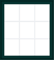 WDMA 36x40 (35.5 x 39.5 inch) Oak Wood Green Aluminum Push out Awning Window with Colonial Grids Exterior