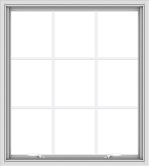 WDMA 36x40 (35.5 x 39.5 inch) White uPVC Vinyl Push out Awning Window with Colonial Grids Interior