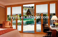 4 panel thermal break alu flush high quality sliding glass door with built-in blinds on China WDMA