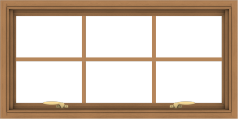 WDMA 40x20 (39.5 x 19.5 inch) Oak Wood Green Aluminum Push out Awning Window with Colonial Grids Interior