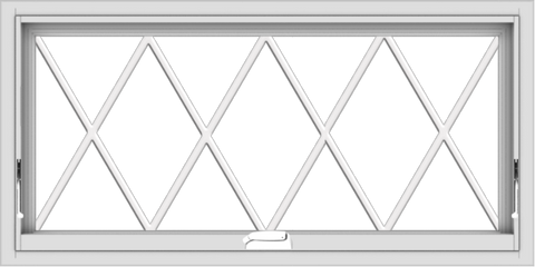 WDMA 40x20 (39.5 x 19.5 inch) White Vinyl uPVC Crank out Awning Window without Grids with Diamond Grills