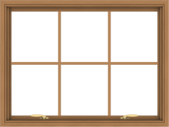 WDMA 40x30 (39.5 x 29.5 inch) Oak Wood Green Aluminum Push out Awning Window with Colonial Grids Interior