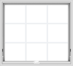 WDMA 40x36 (39.5 x 35.5 inch) White Vinyl uPVC Crank out Awning Window with Colonial Grids Interior