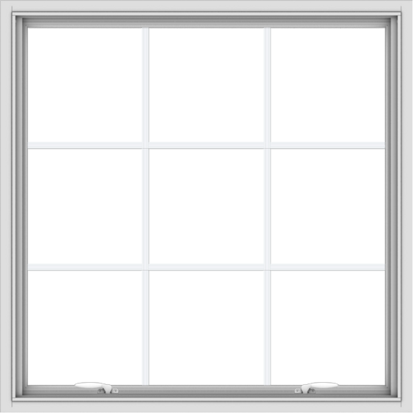 WDMA 40x40 (39.5 x 39.5 inch) White uPVC Vinyl Push out Awning Window with Colonial Grids Interior